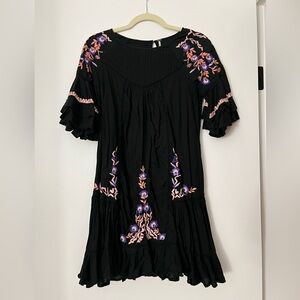 Free People Black Dress with Embroidery